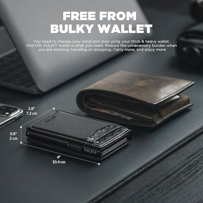 VULKIT Men's Slim Wallets Pop Up Card Holder RFID Blocking Metal Wallet Minimalist Design Holds Up to 11 Cards