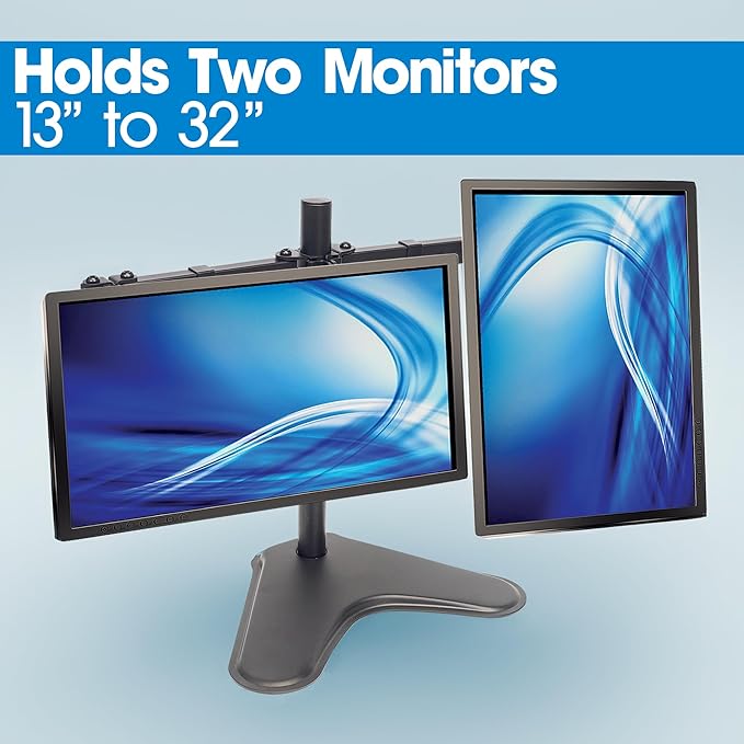 Universal Dual Monitor Stand with Double-Link Swing Arms Holds Two 13" to 32" LCD Monitors up to 8 Kg (17 Lbs.), Black