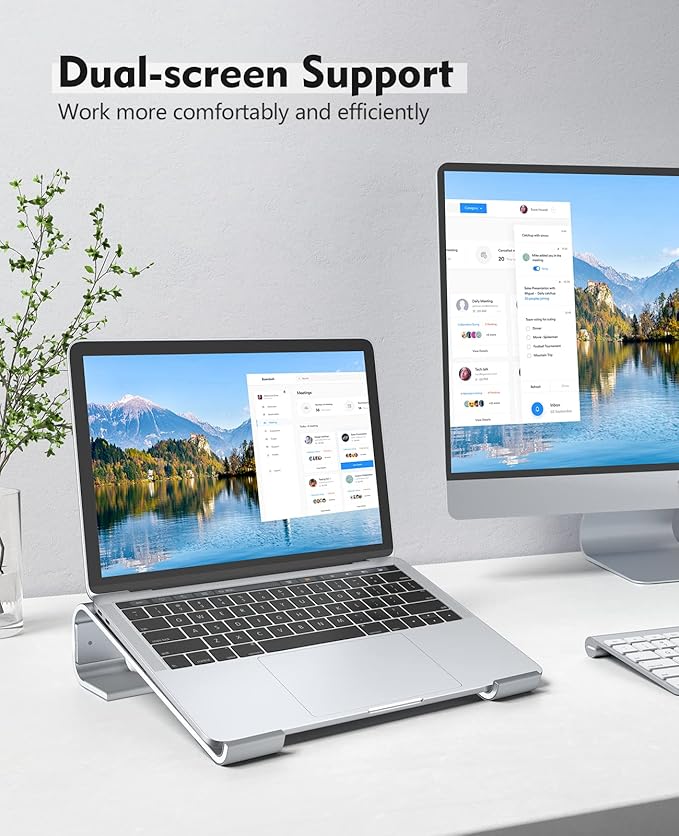 Soqool Laptop Stand for Desk,Aluminum Computer Stand for Cooling,Sturdy Stable Ergonomic Laptop Riser Compatible with MacBook Pro Stand Air/Dell/HP/Lenovo 10-16.2inch Notebook,Work Home Office