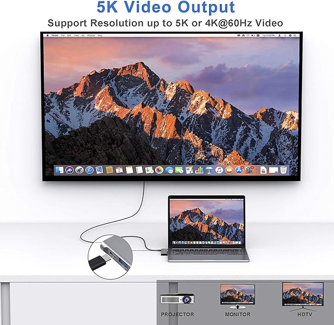 USB C Adapter for MacBook Pro/Air M1 M2 M3 2021 2020 2019 13" 15" 16", 6 in 1 USB-C Hub MacBook Pro Accessories with 3 USB 3.0 Ports,USB C to microSD/SD Card Reader and 100W Thunderbolt 3 PD Port