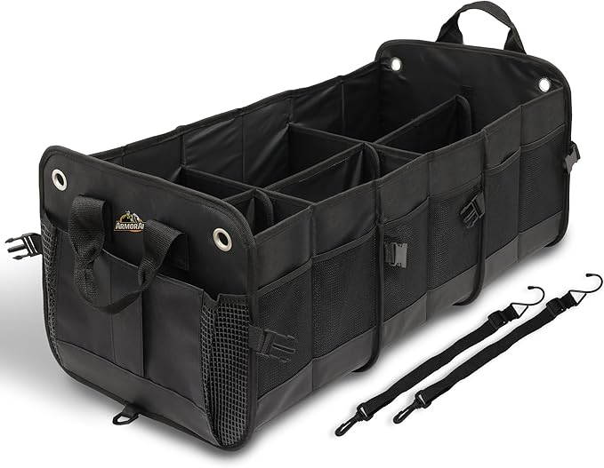 Armor All Large 20 Pocket Trunk Cargo Organizer, Collapsible and Foldable Compartments, Groceries, Beach, Picnic
