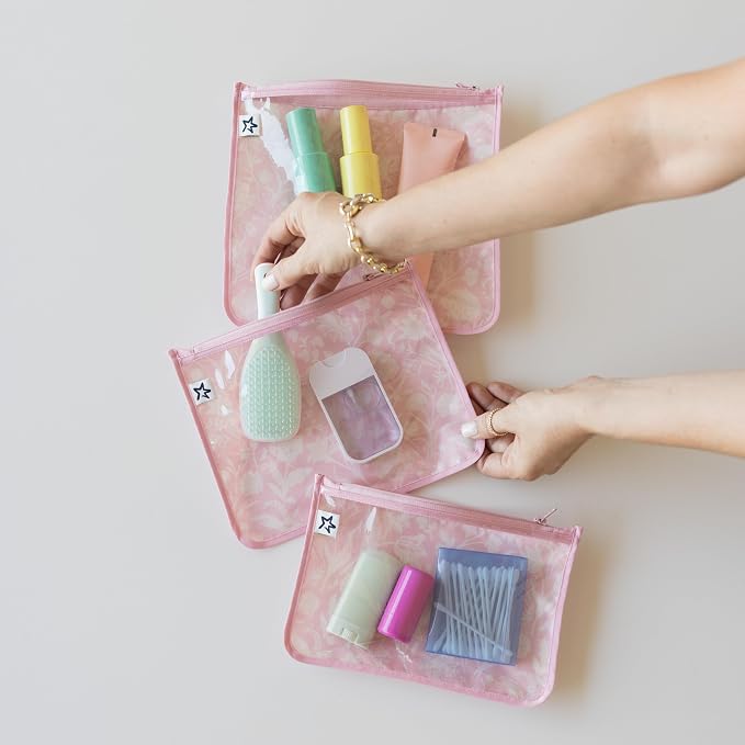 Tiny Twinkle Diaper Bag Organizing Pouches|3 Pack Mess-Proof Clear Front Travel Organizer Bags&TSA Approved Toiletry Bag Set for Baby and Mom Essentials