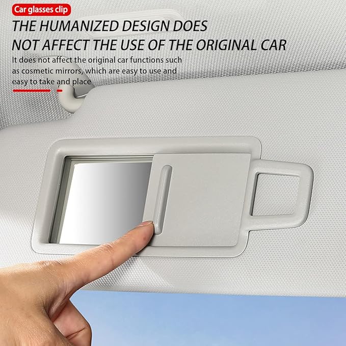 8sanlione Sunglasses Holder for Car Sun Visor, Magnetic Leather Glasses Hanger Clip, Eyeglass and Ticket Card Storage Mount, Auto Interior Accessories Universal for Vehicle SUV Truck (Black)