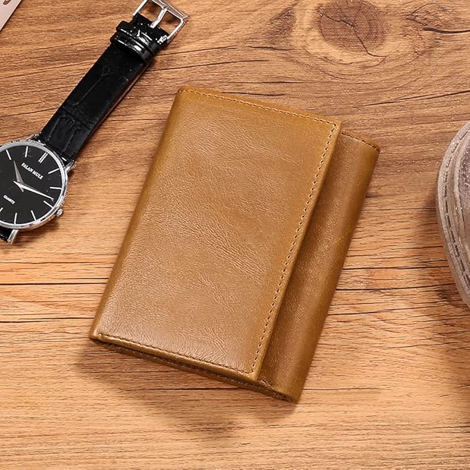 FALAN MULE Men's Wallet Genuine Leather Trifold Wallet With ID Window