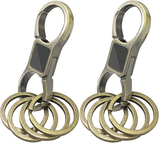 Key Chain Quick Release Spring 2 Pack with 4 Key Rings Heavy Duty Keychain Organizer for Men and Women
