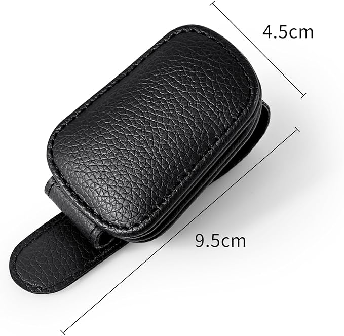 Meliya 2 Pcs Sunglass Holder, Magnetic Leather Ticket Card Clip for Car Sun Visor Accessories for Different Size Eyeglasses