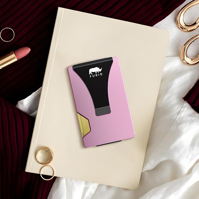 furid Minimalist Card Wallet for Men Slim: Rfid Metal Wallet with Money Clip Credit Card Holder - Gift for Man Husband at Brithday Stocking Stuffers