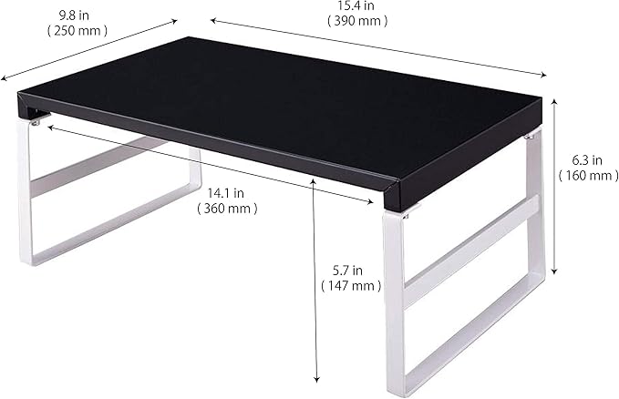 LIHIT LAB Desktop Stand, Sturdy Steel Stand for Laptop/Computer Monitor, 9.8 x 15.4 x 6.3 inches, Black (A7331-24)