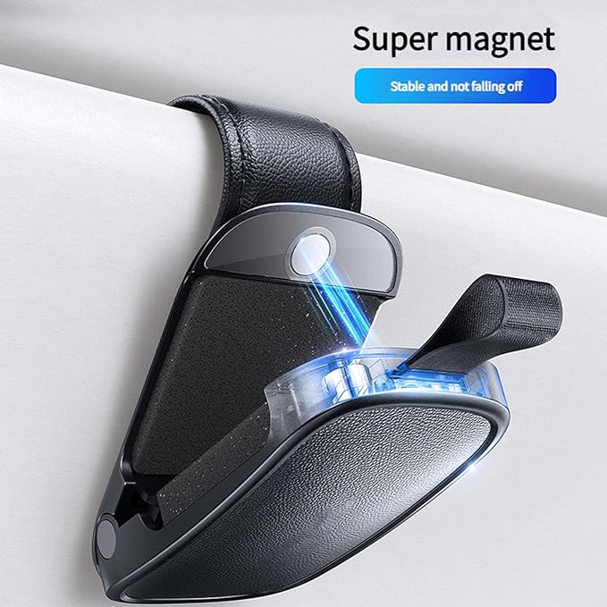Magnetic Leather Eyewears Holder Sunglass Clip Suitable For Car Visors Secure ABS PC Design Easy Installation