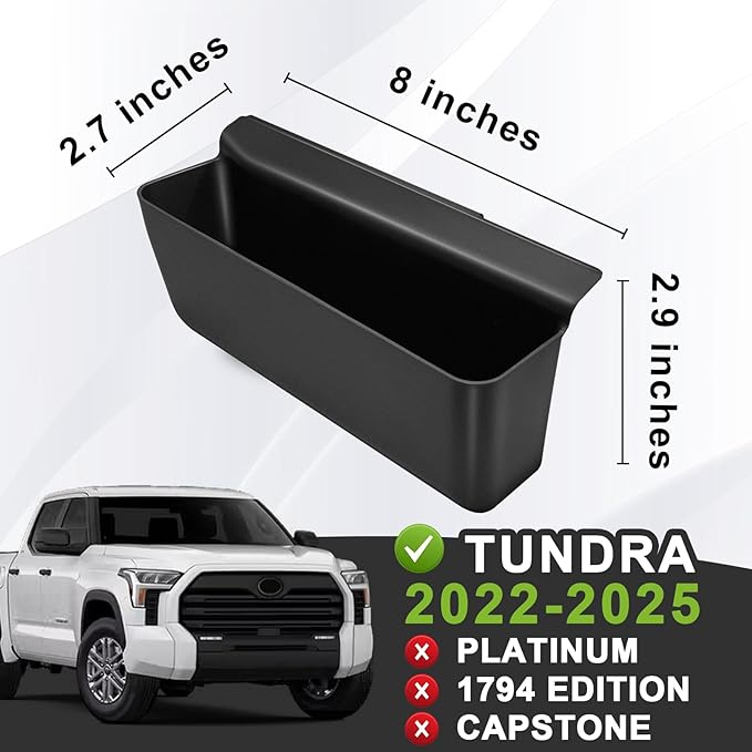 Muslogy Compatible with 2022-2025 2026 Toyota Tundra Accessories Shifter Storage Box ABS Material Console Organizer Phone Pocket Passenger Side Only (Won't FIT Platinum, 1794 Edition and Capstone)