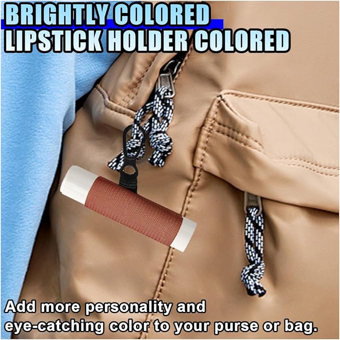 10PCS Car Lip Balm Holder Keychain with Clip On – Elastic Lipstick Sleeves Lip Gloss Holders – Portable Lip Balm Pouch Keychain Sleeve Holder for Women (Style 3)