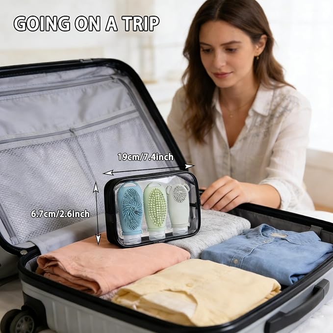 Travel Bottles for Toiletries,Tsa Approved Travel Size Containers 3-Pack (3.4 oz)，Leak Proof Refillable Liquid Silicone Squeezable Accessories for Shampoo Conditioner Lotion