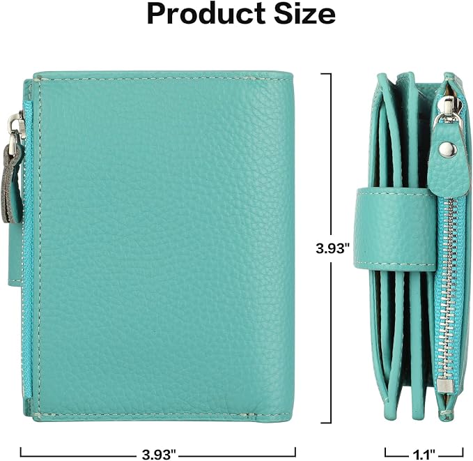 Lavemi Small Compact Women Wallet RFID Blocking Genuine Leather Bifold Purse with ID Windows