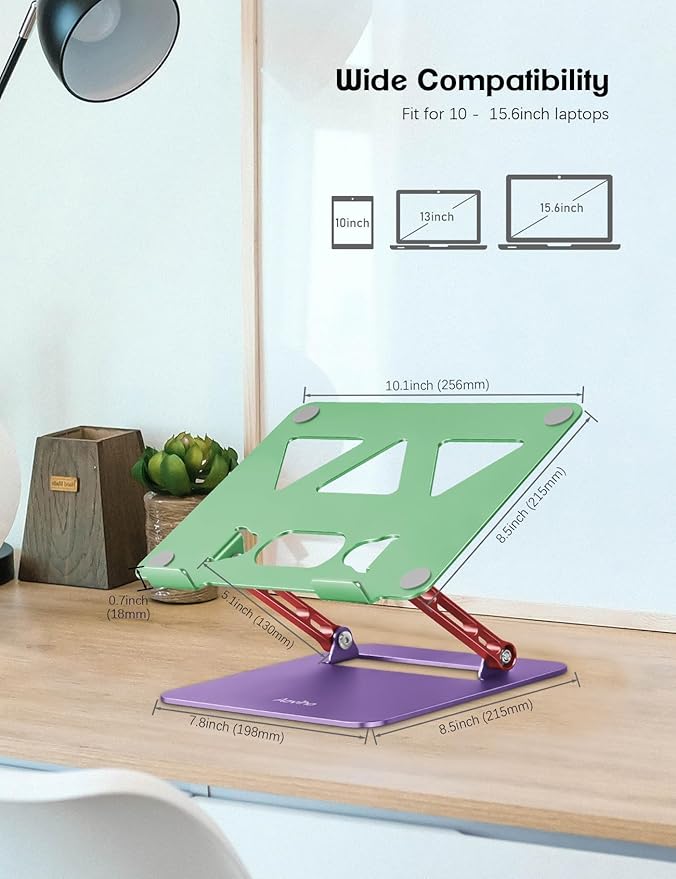Aoviho Laptop Stand for Desk－Adjustable Laptop Stand Holder －Foldable Notebook Computer Stands for MacBook Air Pro HP Lenovo Dell Samsung Chromebook, 10-15.6 inch, Mixed Color