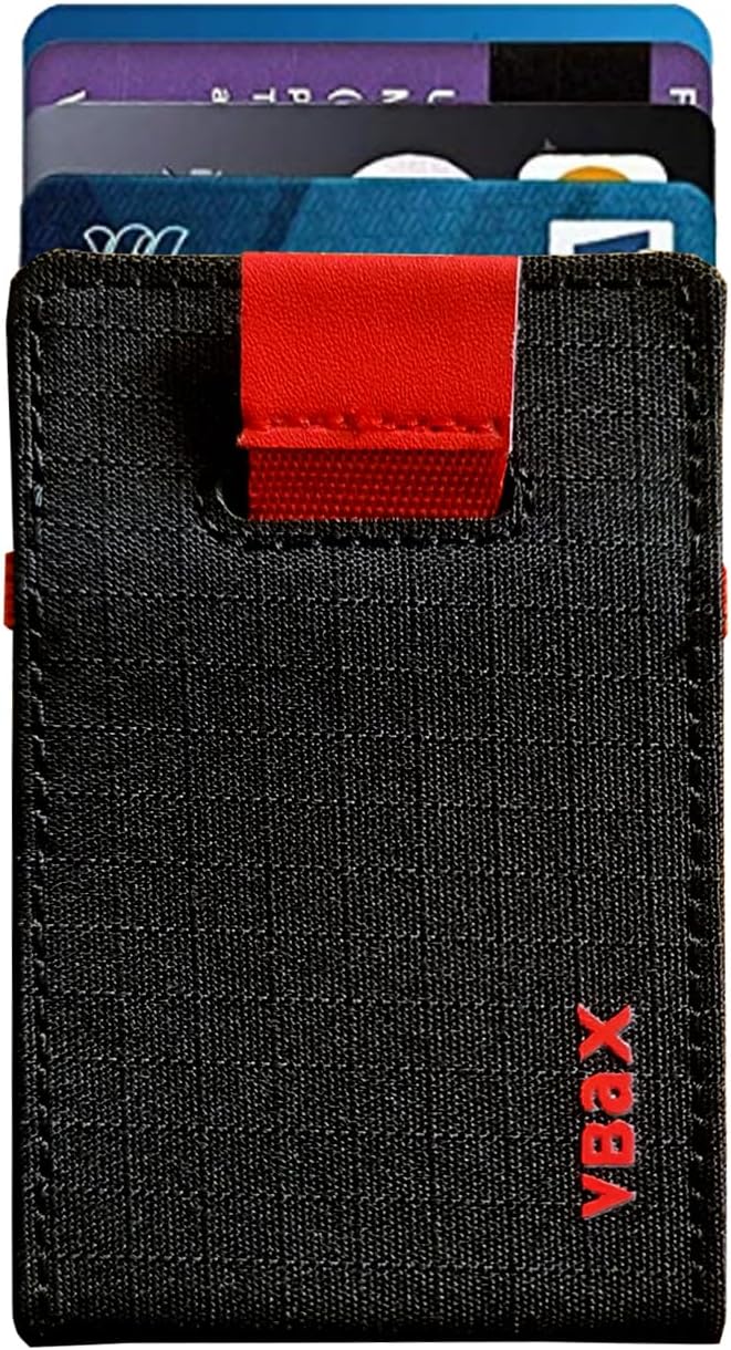 RFID Minimalist Slim Wallet for Men and Women, Holds Up to 12 Cards, Cash, Key Thin and Lightweight Credit Card Holder (Black Microfiber – Inferno Edition)