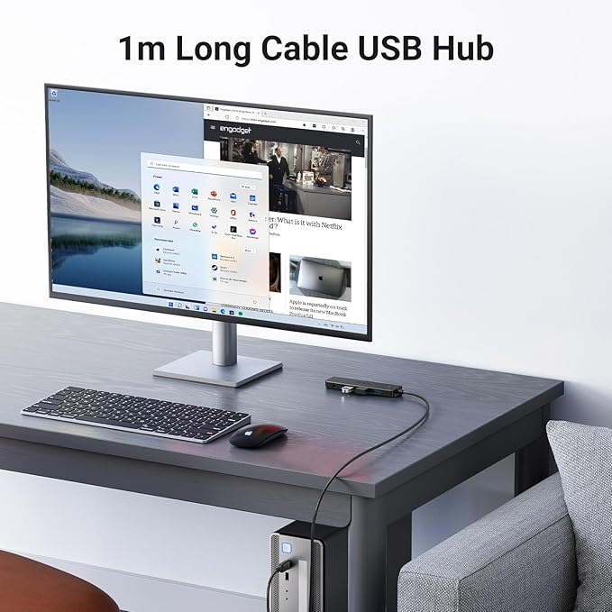 UGREEN USB 3.0 Hub, 4 Ports USB A Splitter Ultra-Slim USB Expander for Mouse, Keyboard, Flash Drive, U Disk, Printer Compatible with Laptop, Desktop PC, Xbox, PS5, and More, 3.3ft