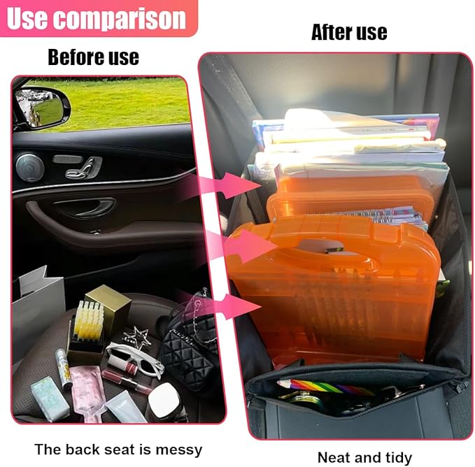 ZIMISI Car Seat Organizer, Collapsible Trunk Organizer with Detachable Divider, Handles and Multiple Pockets, Backseat Car Storage, Passenger Seat Organizer for Front/Back Consoles (Black)