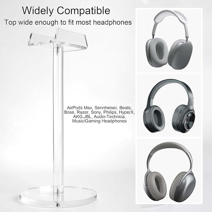 Acrylic Desktop Headphone Holder, Countertop Accessories Stand,Universal for All Music Gaming Headsets 1 Pack(DP015)