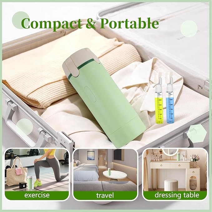 4 in 1 Travel Dispenser, Travel Bottles for Toiletries, Leak Proof Refillable Dispenser Set for Shampoo Conditioner Lotion Cream, Portable Containers for Travel, Camping & Gym (Green)