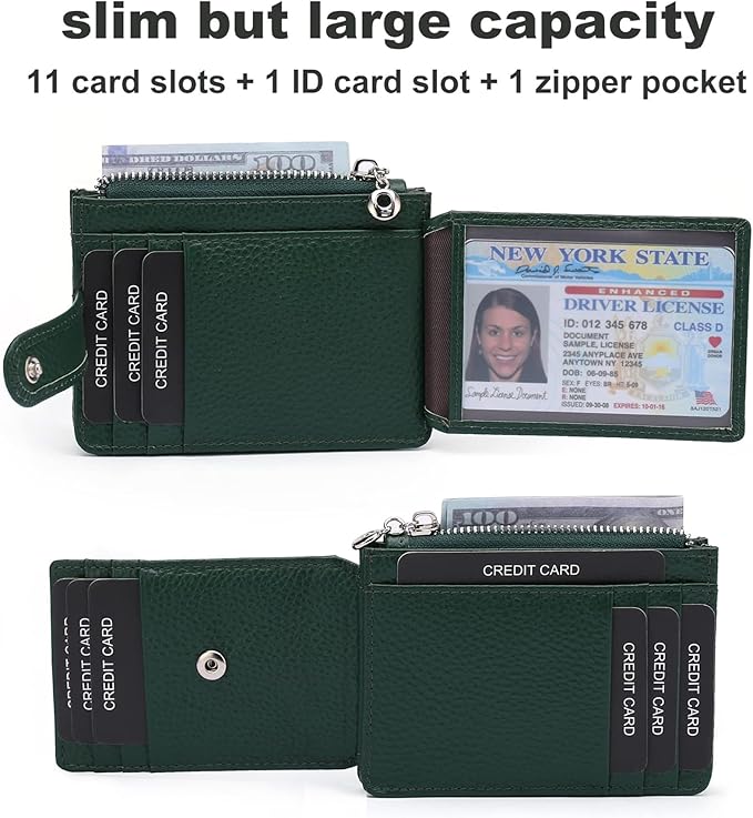 Slim Wallet for Women Genuine Leather Card Holder Thin Womens RFID Blocking Small Wallets