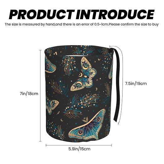 Car Garbage Bag Boho Butterflies Stars Mini Car Trash Bin Portable Collapsible Waterproof Rubbish Bag for Car Accessories Back Front Seat Cup Holder