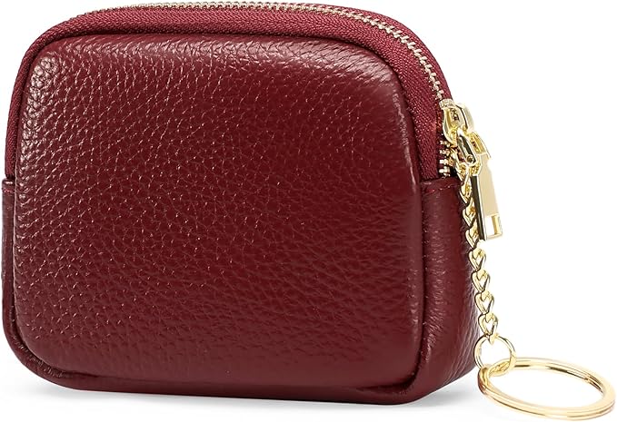 SENDEFN Mini Coin Purse Soft Leather Small Coin Pouch Purses Women Zipper Pocket with Key Ring
