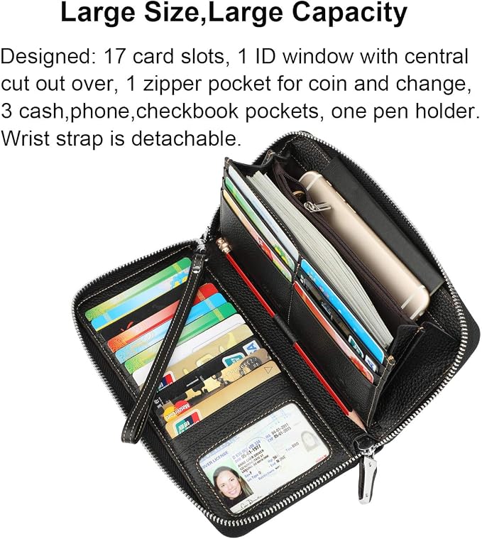 Lavemi Small Compact Women Wallet RFID Blocking Genuine Leather Bifold Purse with ID Windows