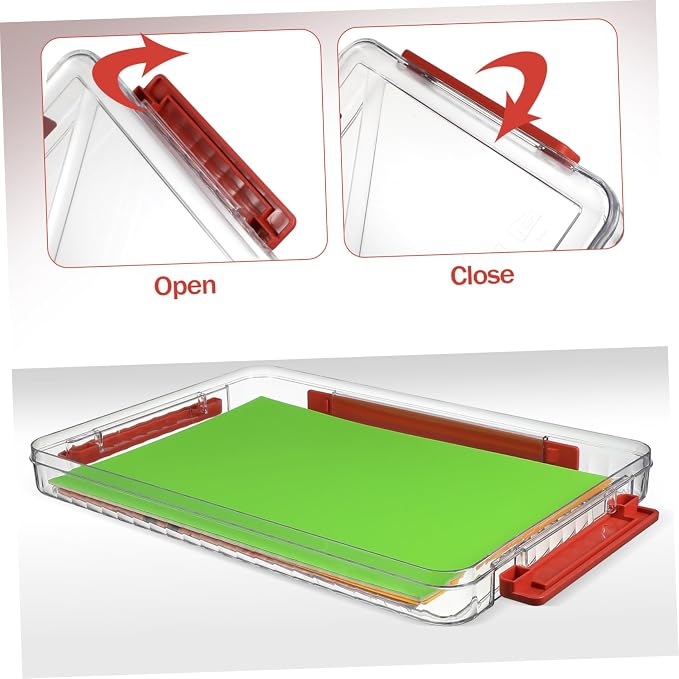 2pcs Clear Plastic File Storage Boxes with Lid and Handle Stackable Desktop Organizer for Documents Crafts and Office Supplies Portable Transparent Storage
