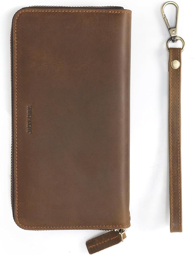 Jack&Chris Genuine Leather Wallet Women, Multi-Card RFID Bifold Wallet with Zipper Coin Pocket, Credit Card Holder for Women