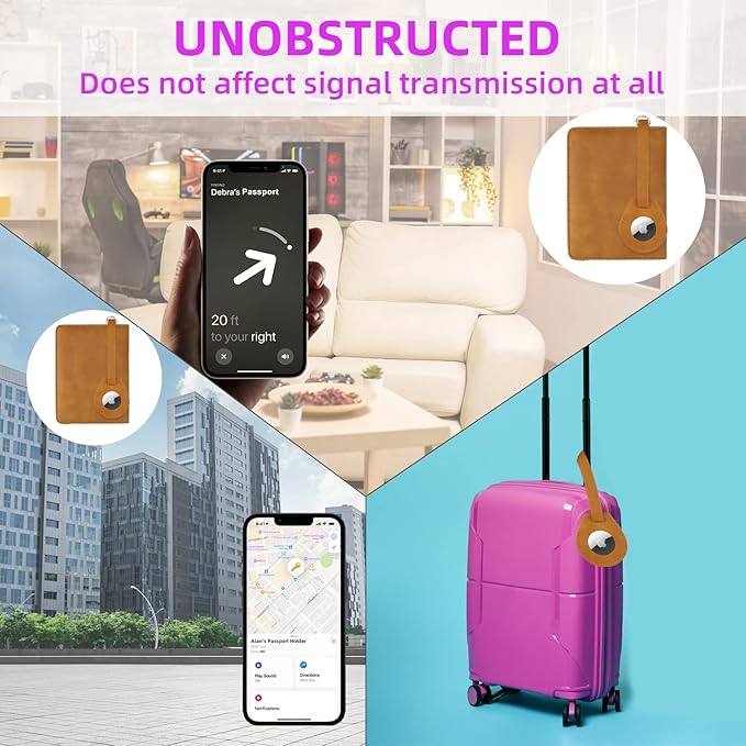 WALNEW AirTag Passport Holder and Vaccine Card Holder Combo, RFID Blocking Travel Passport Wallet with Vaccine Card Protector Slot and Airtag Protective Case(Brown)