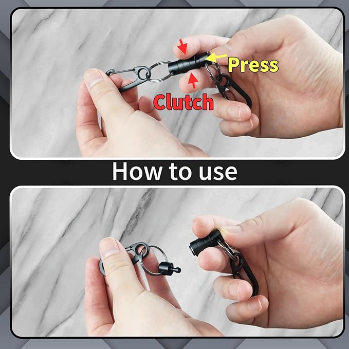 Quick Release Keychain Clip with Double Clips - Detachable Black Key Ring for Home, Car & Outdoor Use
