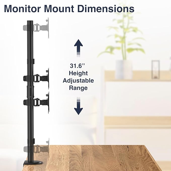 Desky Eco Stacked Arm ??Flexible Stand for 17??2'' Screens ??Space-Saving Desk Mount for 2 Displays ??VESA-Compatible Ergonomic Setup - White
