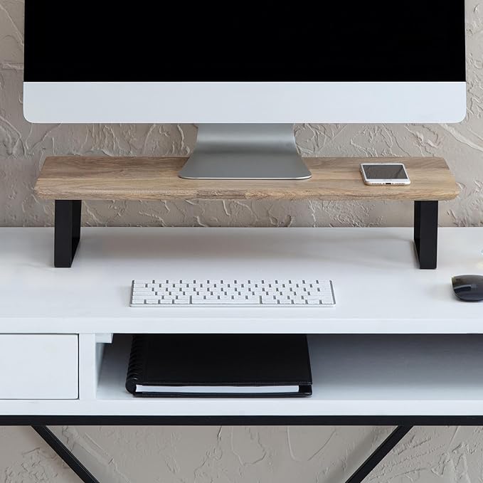 Anji Mountain Monitor Stand - Desktop Organizer & Laptop Riser, Ergonomic Monitor Riser, Space-Saving Monitor Stand for Desk, Durable Construction, Easy Assembly, Ideal for Home & Office,Natural