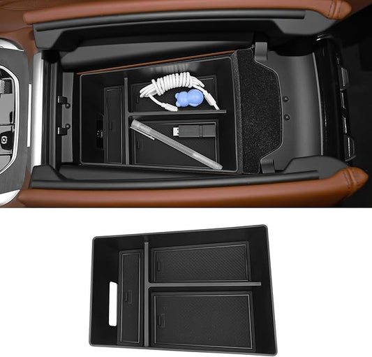 Center Console Organizer Tray Compatible with BMW 2019-2025 2026 X5 G05 / X7 G07 & 2020-2025 2026 X6 G06 Accessories Armrest Storage Box ABS Console Insert Tray Container