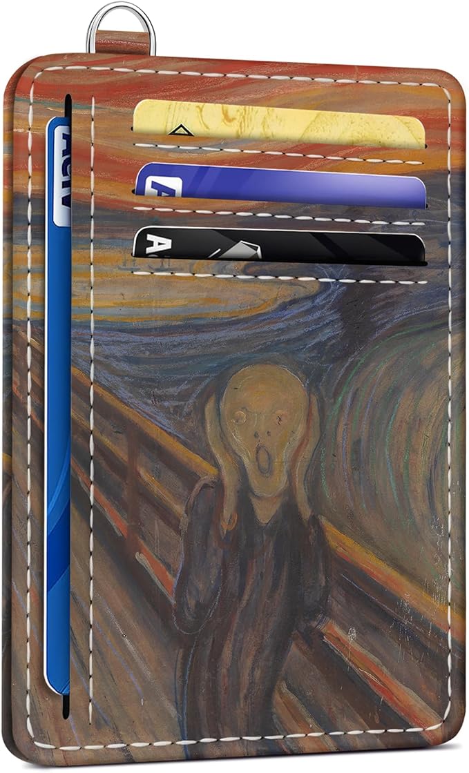 SEAVILIA Credit Card Holder for Women, Scream RFID Wallet Women, Slim Minimalist Front Pocket Card Holder, Cute Thin Travel RFID Blocking Card Case, Small Wallets Woman Gifts Girls