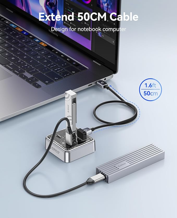 ORICO 10Gbps USB-C Hub, 4-Port Zinc Alloy USB 3.2 Splitter with 2 USB-A & 2 USB-C Ports, High-Speed Data Extender for Laptops, PCs, Desktops, and More (1.64Ft)