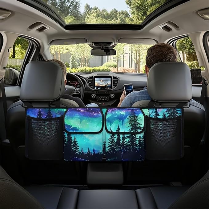 Starry Sky Car Trunk Organizer and Storage,Forest Design Backseat Hanging Organizer for SUV,Truck,Van Collapsible Cargo Storage Bag,Vehicle Accessories Decorate Not Easy to Fade