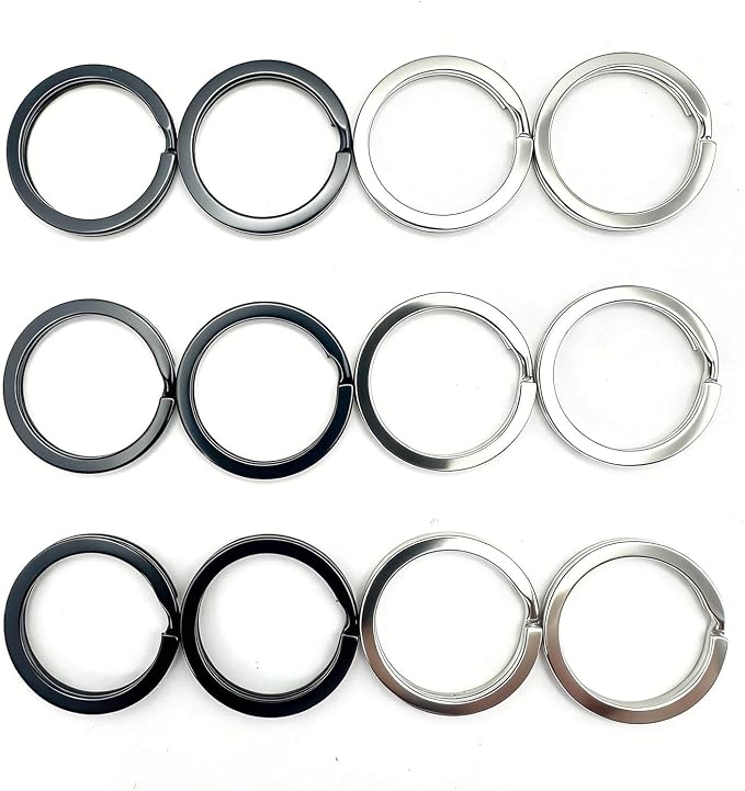 12 Pcs Metal Key Rings for Men Women,25 mm/1 Inch Flat O-Ring Keychain Rings Key Holder Round Split Keyrings Key Chain Clips,Key Carabiner Key Organizer for Home Office Car Keys(6 Silver,6 Black)