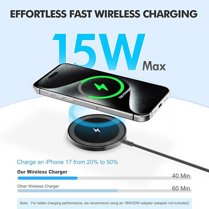 3-Pack 15W Magnetic Wireless Charger: Qi2 Fast Charging Pad for iPhone Air 17 16 15 14 13 12 Pro Max, Samsung Galaxy S26 S25, Google Pixel 10, AirPods-Slim Portable for Desk Bedside Travel-Black
