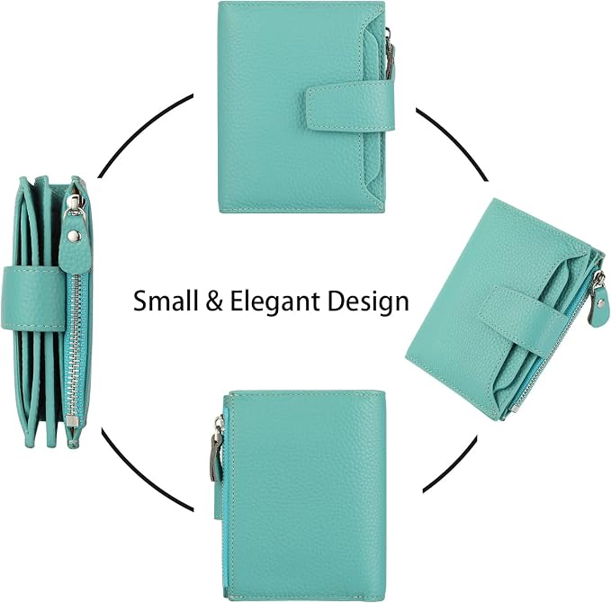 Lavemi Small Compact Women Wallet RFID Blocking Genuine Leather Bifold Purse with ID Windows