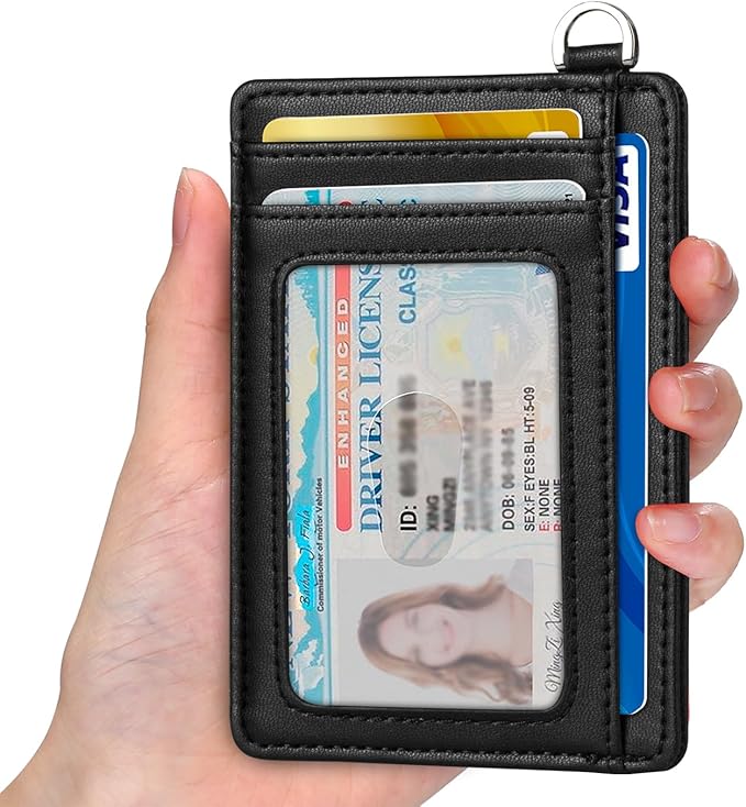 EcoVision Slim Minimalist Front Pocket Wallet, RFID Blocking Credit Card Holder Wallet with Detachable D-Shackle for Men Women
