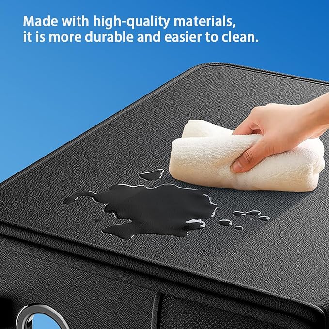 22.5L Leather Material Car Trunk Storage Box Multifunctional Organizer Waterproof and Stain-Resistant Foldable Multi-Compartment Design with Handle for Car Trunk Storage And Office Home Daily Storage