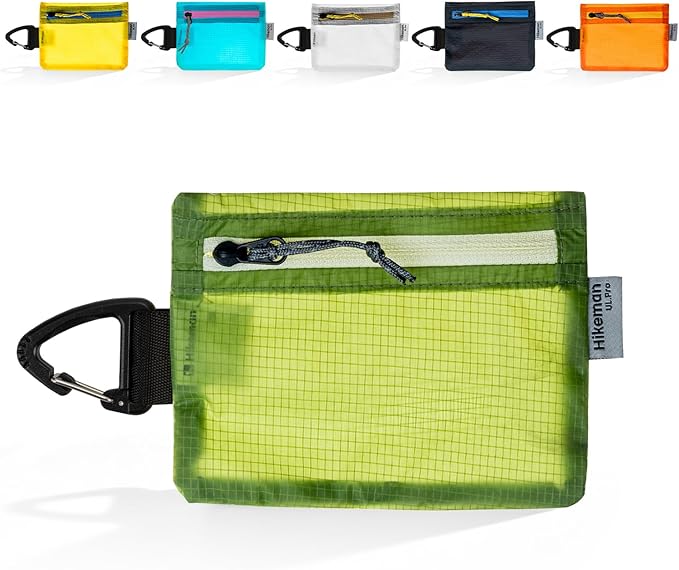 HIKEMAN Ultralight Water Resistant Card Size Pouch with Zipper - Slim Small Pocket for Hiking, Backpacking, Travel & Purse (Army Green)