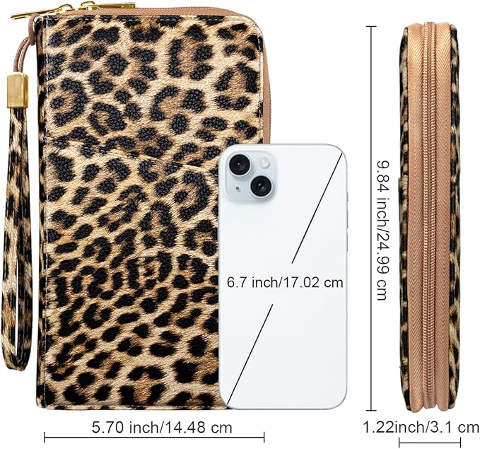 Family Passport Holder Wallet RFID Blocking Document Organizer PU Leather Mulit-purpose Travel Wallets Credit Cards Holder for Women Men, Light Leopard