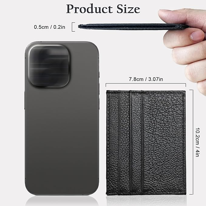 WOXVM Credit Card Holder Wallet RFID Blocking Slim Credit Card Cases Holder Premium Leather Minimalist Front Pocket Small Wallet with 6 Card Slots and 1 Pockets for Men Women (Black)
