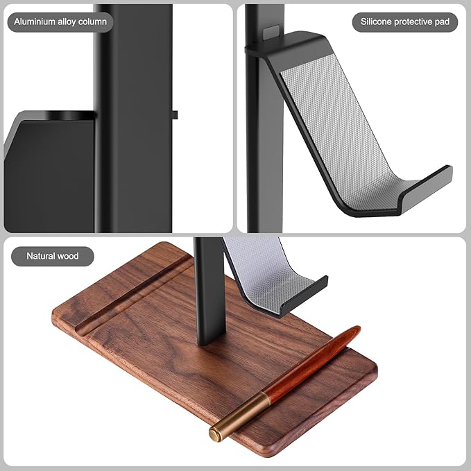 Controller Holder, Walnut Wood Headphone Stand, Gaming Controller Stand for Xbox PS5 PS4 Switch, Natural Wooden Headset Holder, Universal Desk Game Accessories