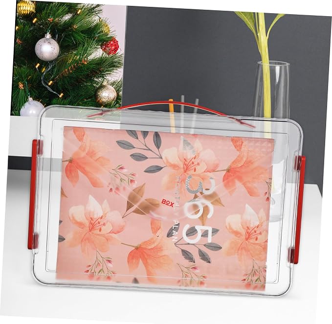 2pcs Clear Plastic File Storage Boxes with Lids and Handles Stackable Document Organizer Bins for Artwork Paper Magazines and Office Supplies Space-saving Desktop Containers