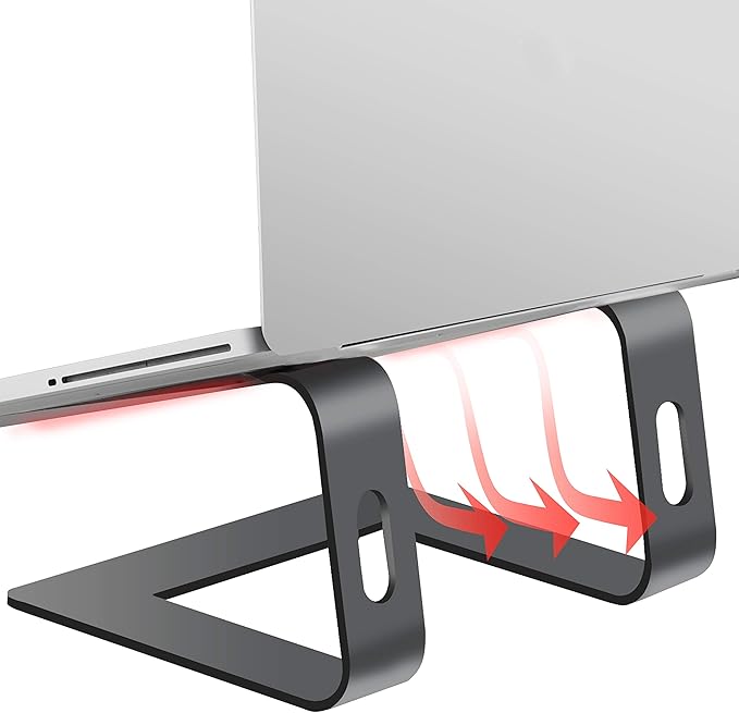 Orionstar Ergonomic Laptop Stand, Premium 5mm Aluminum Riser for 10-15.6 Inch Notebook Computer, Tool-Free Detachable Elevator Holder for Desk Office, Sturdy Riser for Eye-Level Neck Relief, Grey
