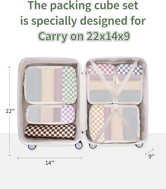 Narwey 6 Set/5 Set Compression Packing Cubes for Travel Kids Women Carry on, Packing Organizers Bag for Backpack Luggage Suitcase Duffle Bags