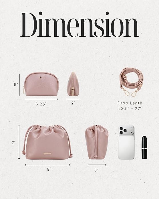 Mali+Lili Lola Beauty Bag Duo, Makeup Bag Travel Cosmetic Bag Set of 2, Vegan Leather Purse Crossbody Bags for Women and Girls, Cute Makeup Pouch, Travel Pouch, Crossbody Purses for Women | Duo